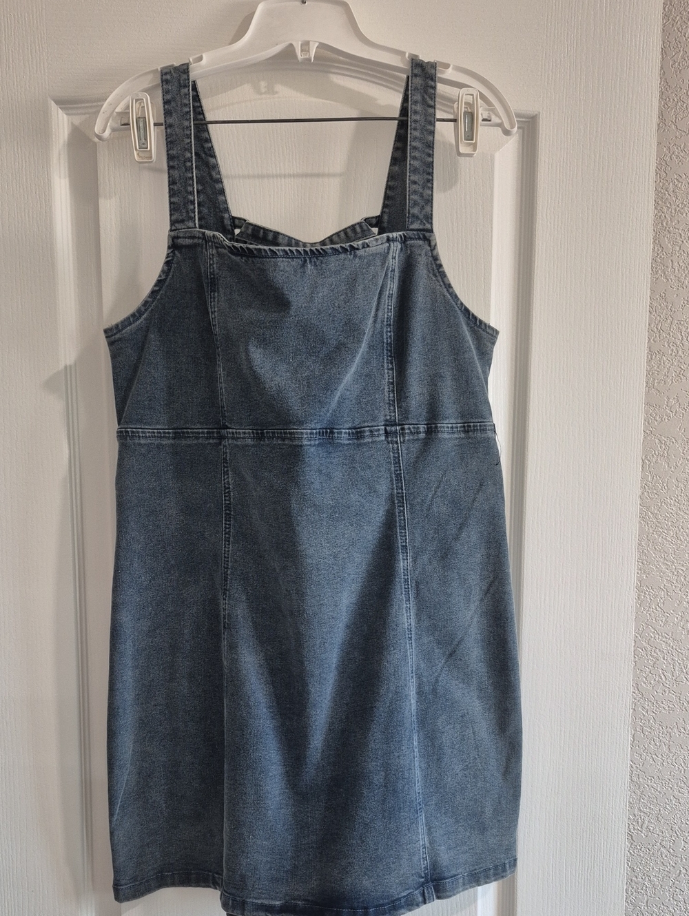 Charlotte Russe Denim Midi Pinafore Dress - Blue